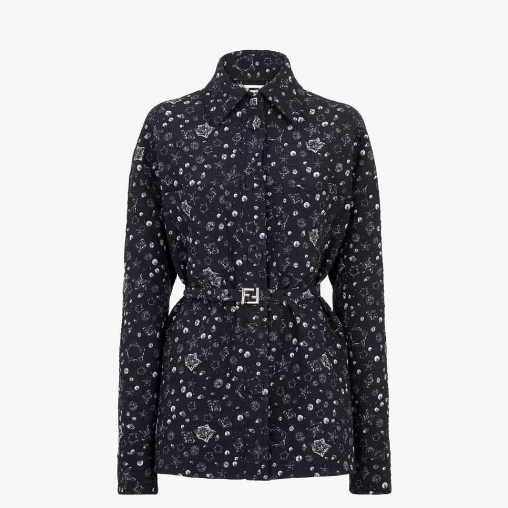 Completi>Fendi Go-To Jacket In Crepe De Chine Blu