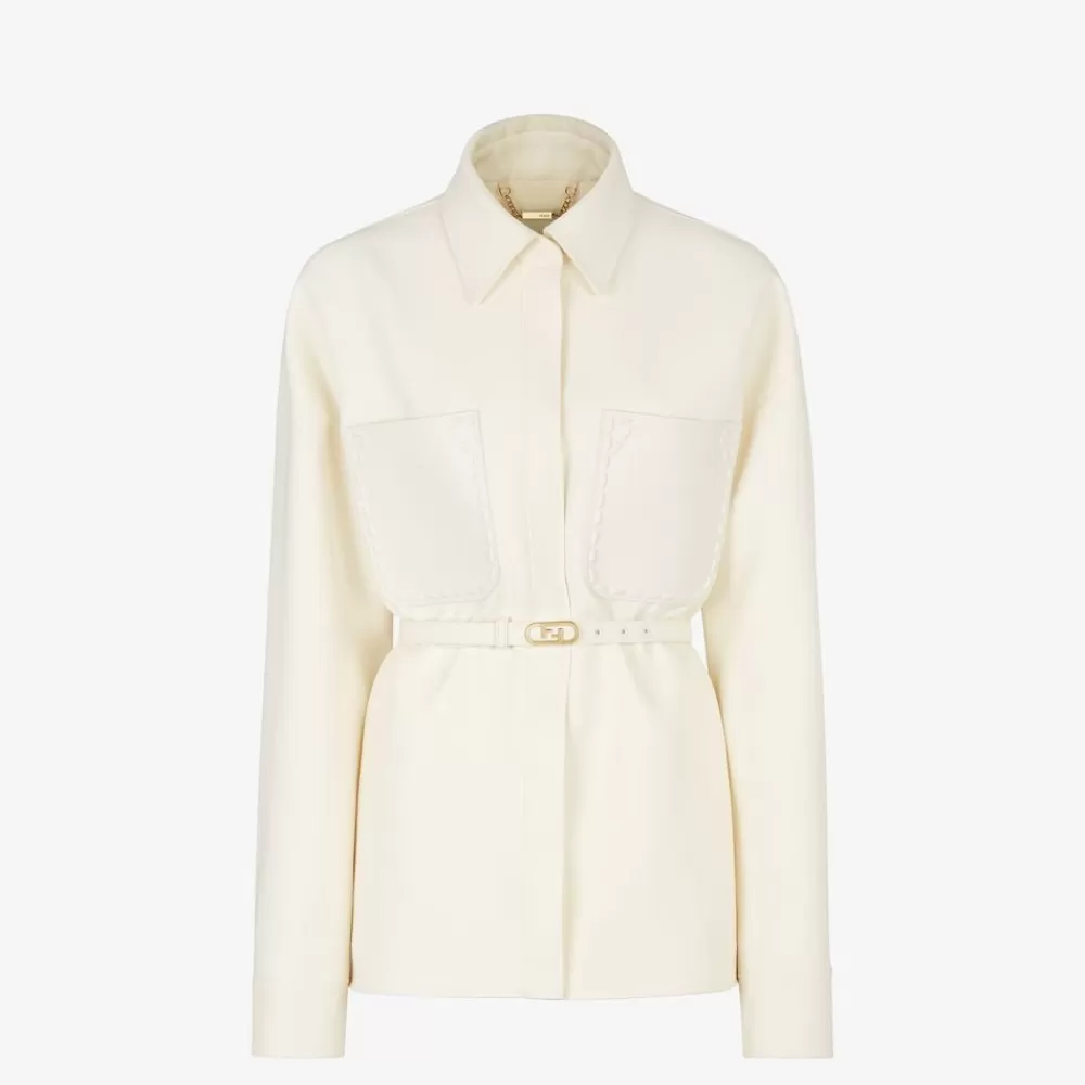 Completi>Fendi Go-To Jacket In Lana E Seta Bianca