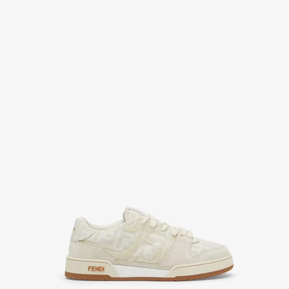 Sneakers>Fendi Low Top In Canvas Con Suede Bianca