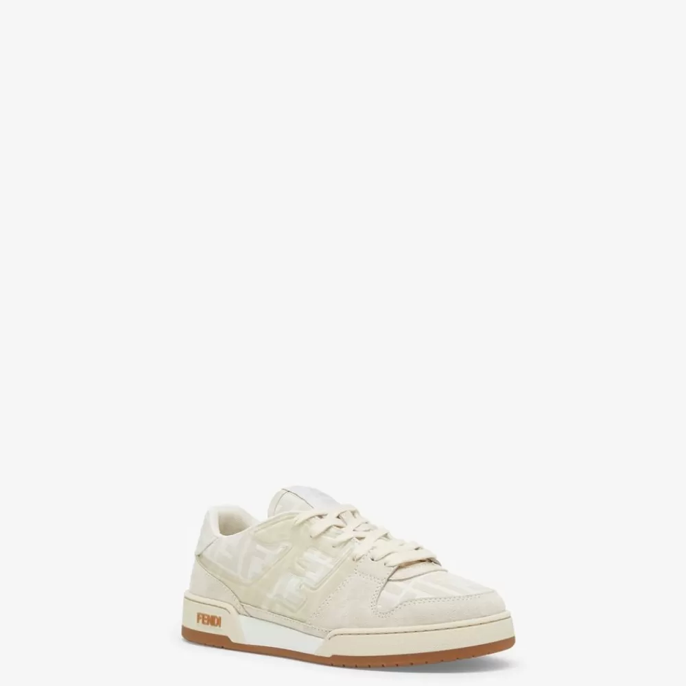 Sneakers>Fendi Low Top In Canvas Con Suede Bianca