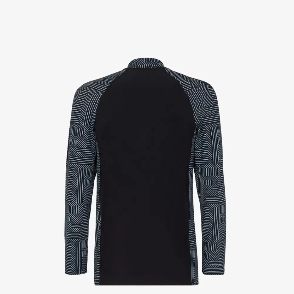 Activewear>Fendi Lupetto In Lycra® Nera E Azzurra