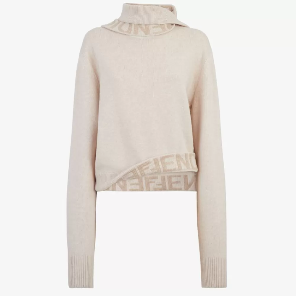 Maglieria>Fendi Maglia In Cashmere E Lana Beige