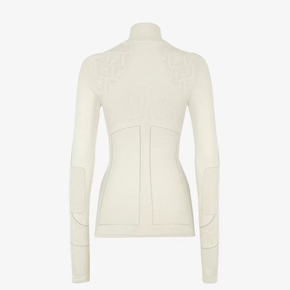 Skiwear>Fendi Maglia In Tessuto Tecnico Bianco