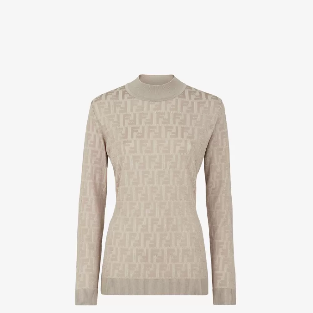 Maglieria>Fendi Maglia In Tessuto Tortora