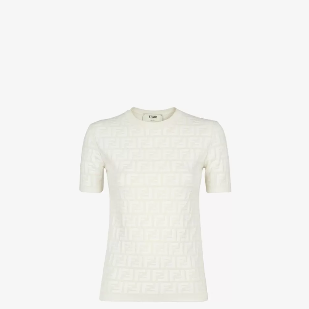 Maglieria>Fendi Maglia In Viscosa Ff Bianca