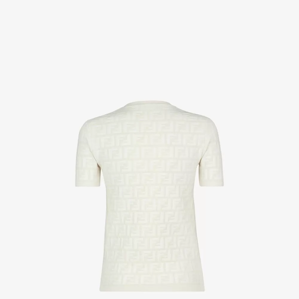 Maglieria>Fendi Maglia In Viscosa Ff Bianca