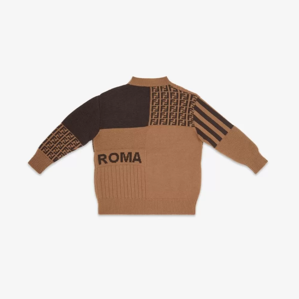 Abbigliamento>Fendi Maglione Junior In Lana Marrone E Tabacco