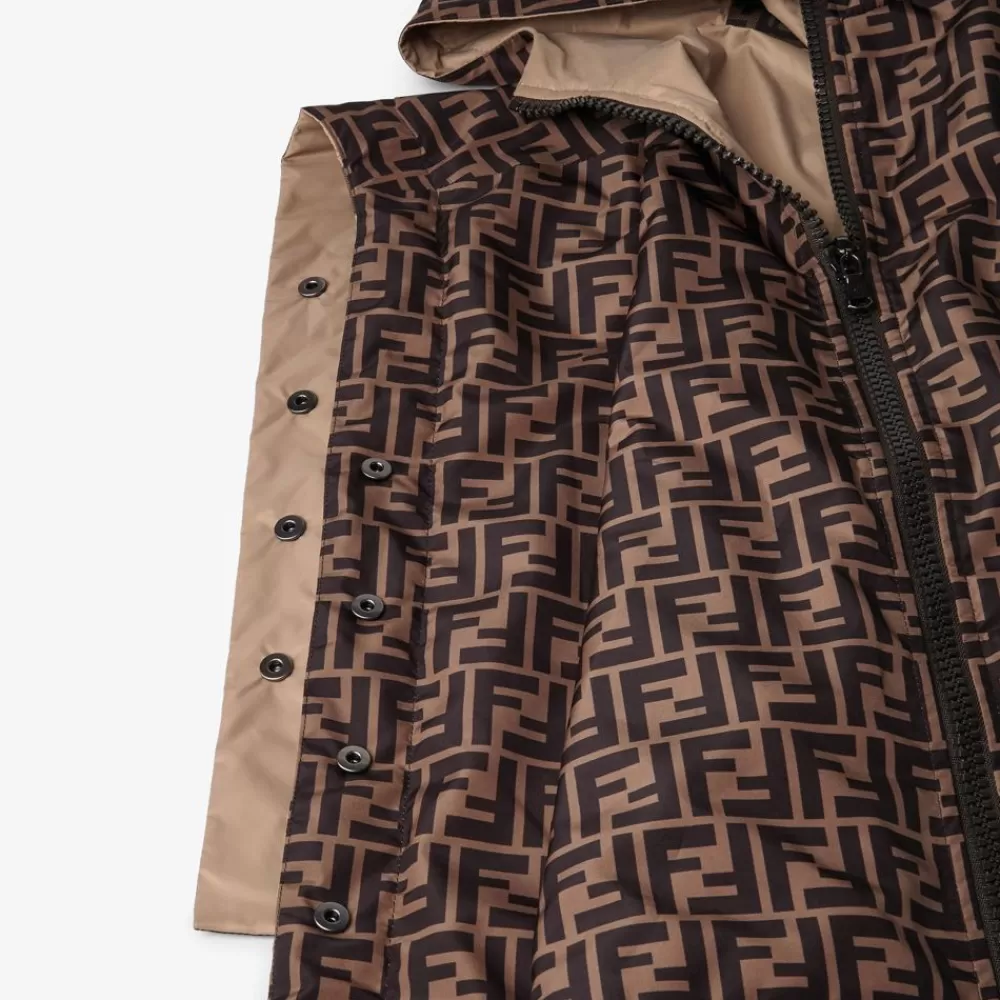 Abbigliamento>Fendi Mantella Junior Reversible In Nylon Beige E Logo Ff All-Over