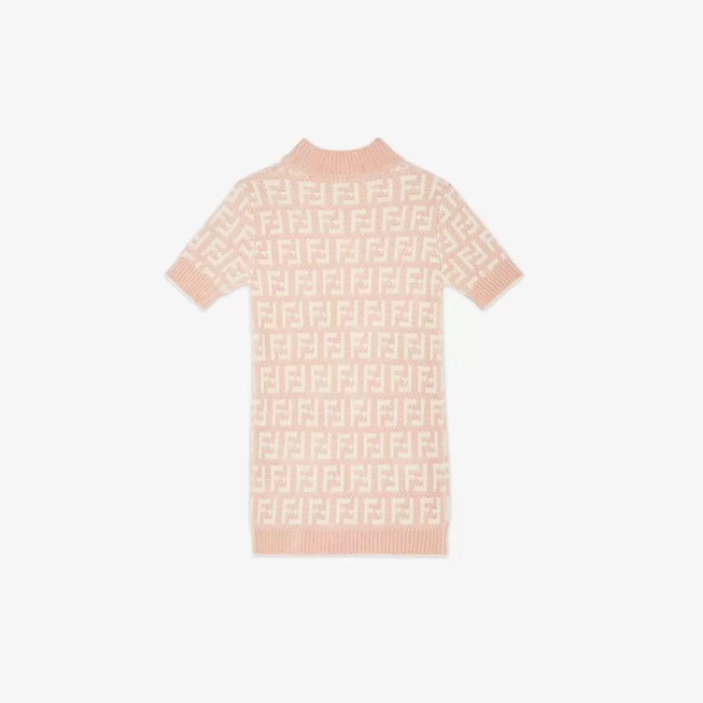 Abbigliamento>Fendi Mini Abito In Ciniglia Rosa E Crema