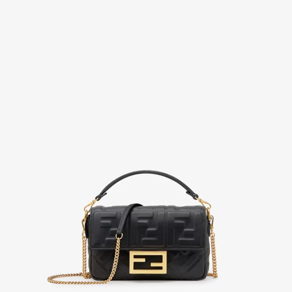 Portafogli Con Catena>Fendi Mini Borsa In Pelle Nera
