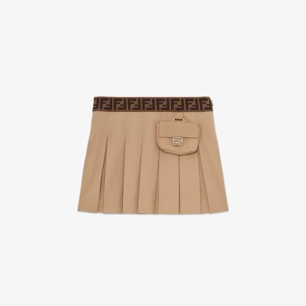 Abbigliamento>Fendi Mini Gonna Junior In Gabardina Beige