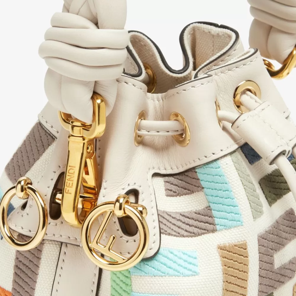 Borse Mini>Fendi Minibag In Canvas Multicolor Con Ricamo Ff