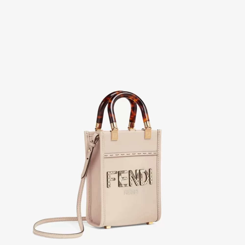 Pelli Pregiate>Fendi Minibag In Pelle Grigio Chiaro Ed Elaphe