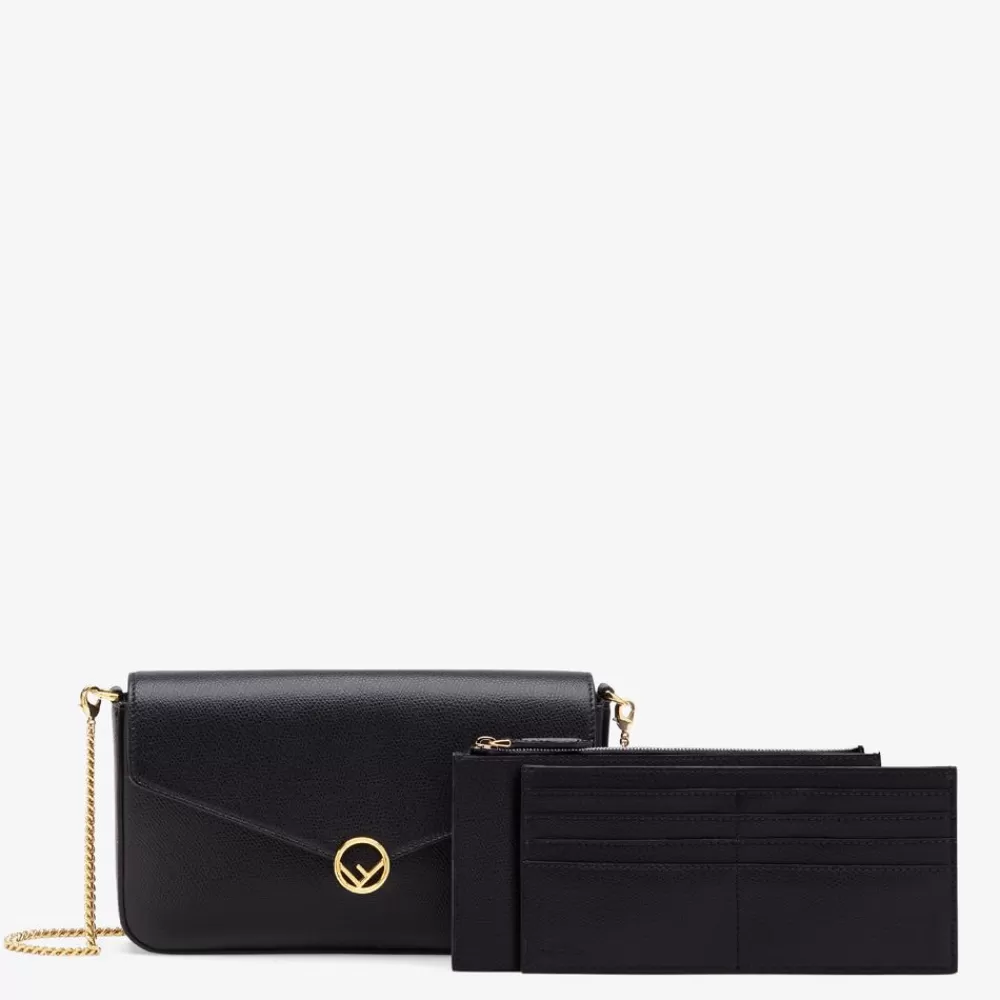 Portafogli Con Catena>Fendi Minibag In Pelle Nera