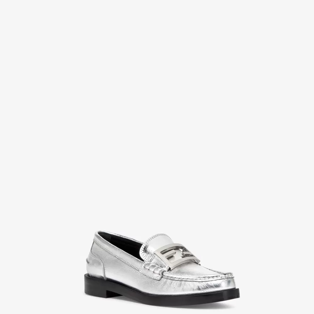 Mocassini>Fendi Mocassino In Nappa Argento