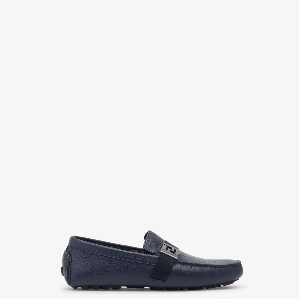 Mocassini>Fendi Mocassino In Pelle Blu