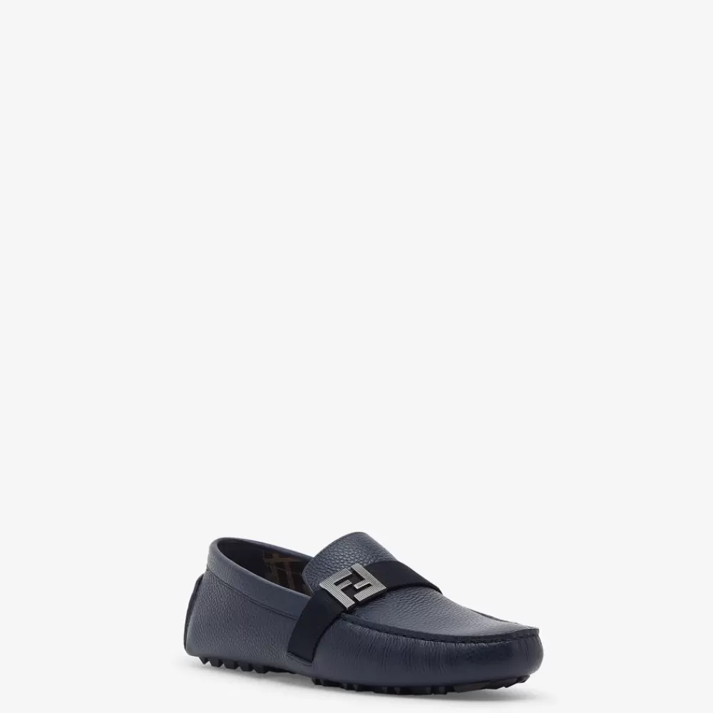 Mocassini>Fendi Mocassino In Pelle Blu
