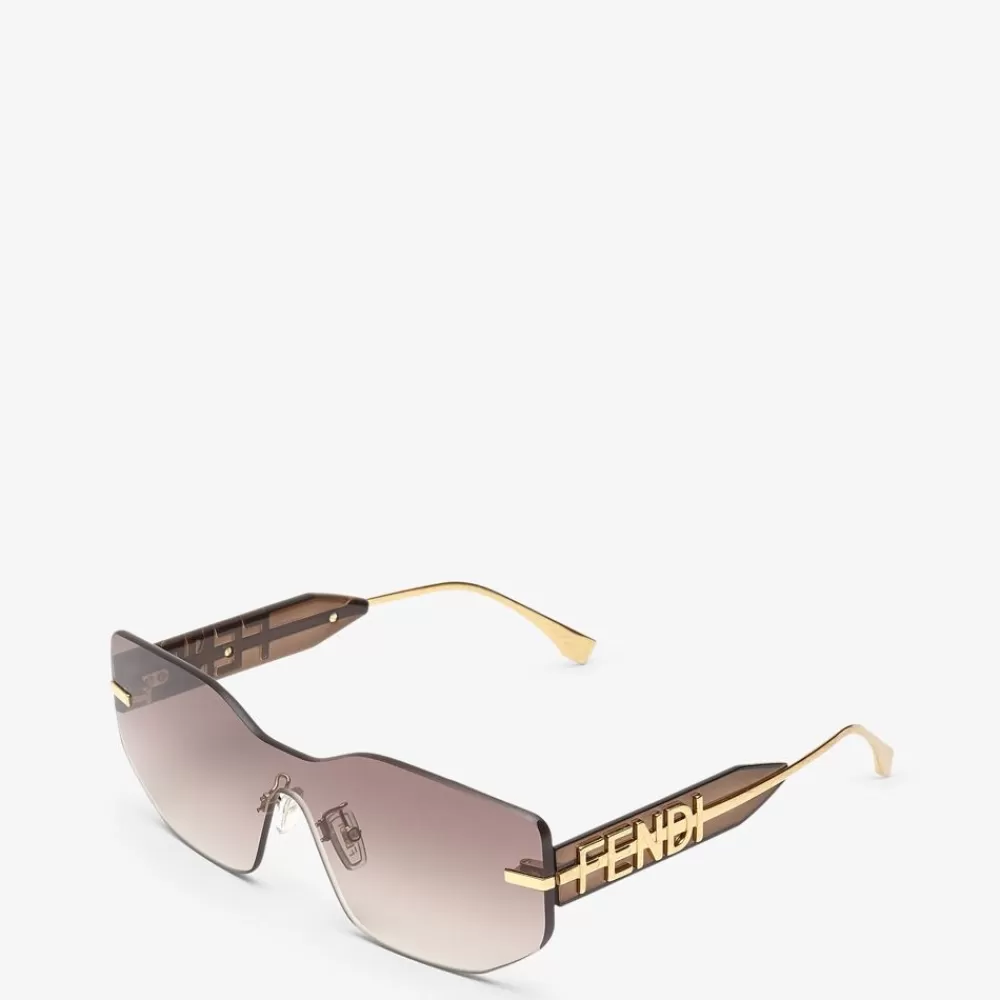 Occhiali>Fendi Occhiali Da Sole A Mascherina Marrone Sfumato