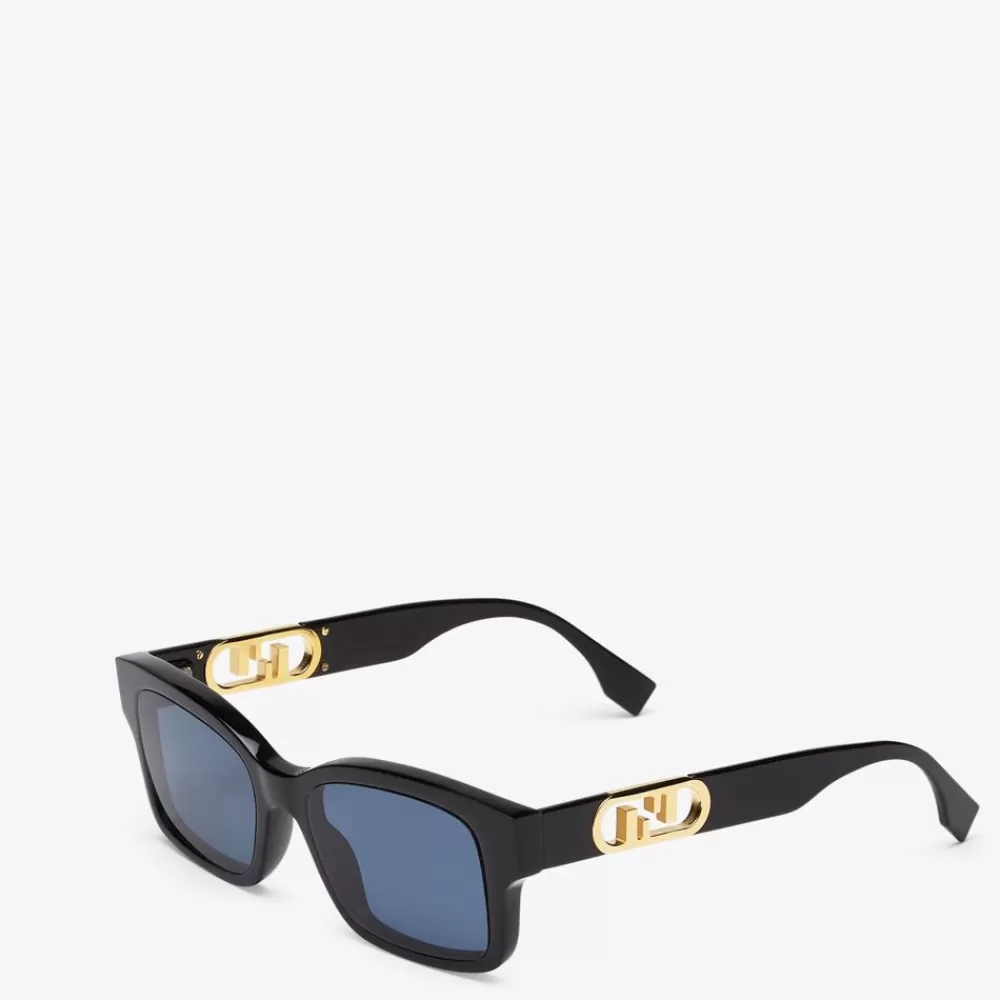 Occhiali>Fendi Occhiali Da Sole In Acetato Nero Low Bridge Fit