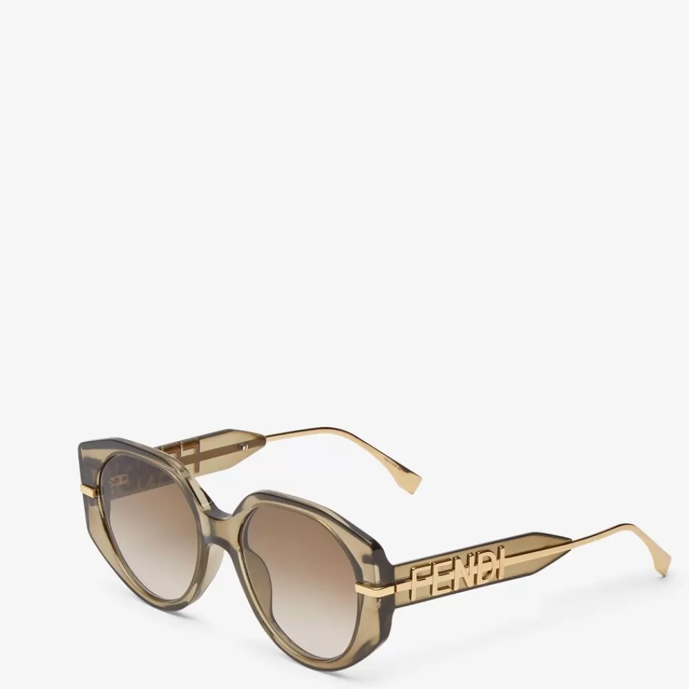 Occhiali>Fendi Occhiali Da Sole In Acetato Trasparente Khaki
