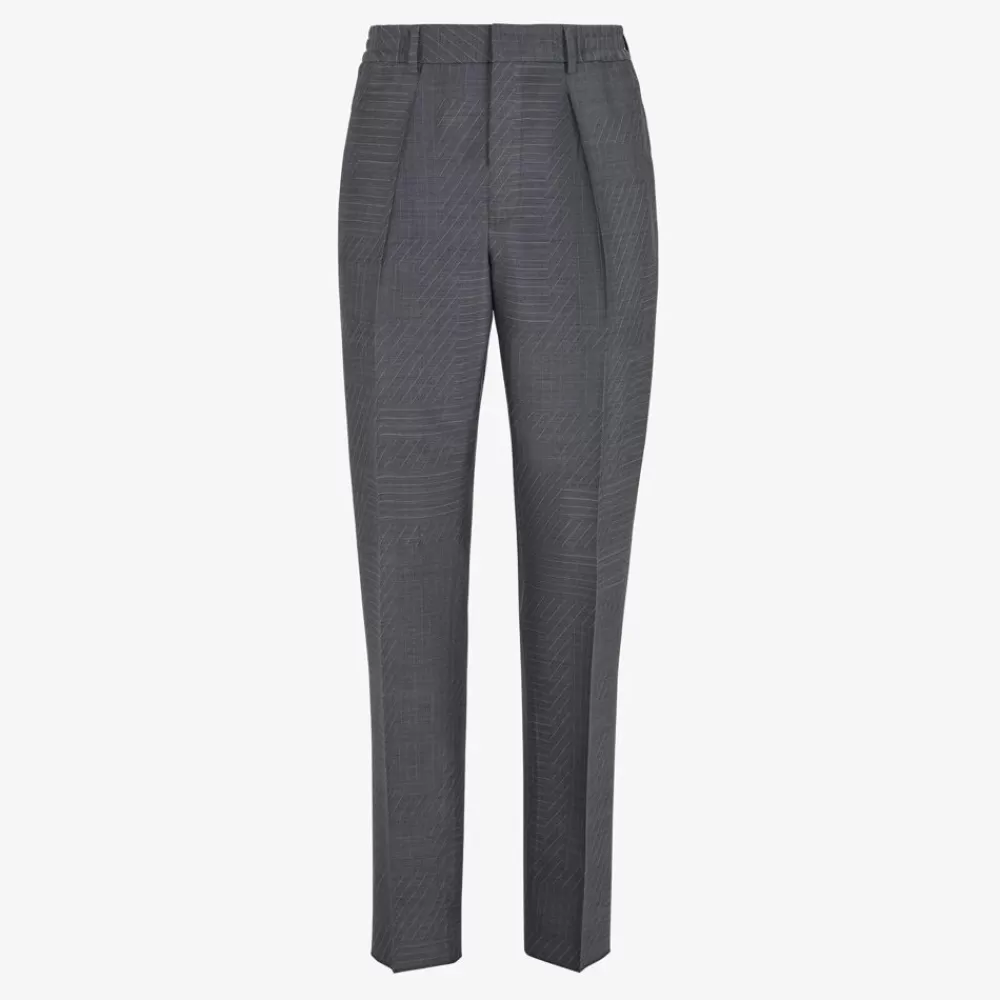 Completi>Fendi Pantalone In Lana Grigia