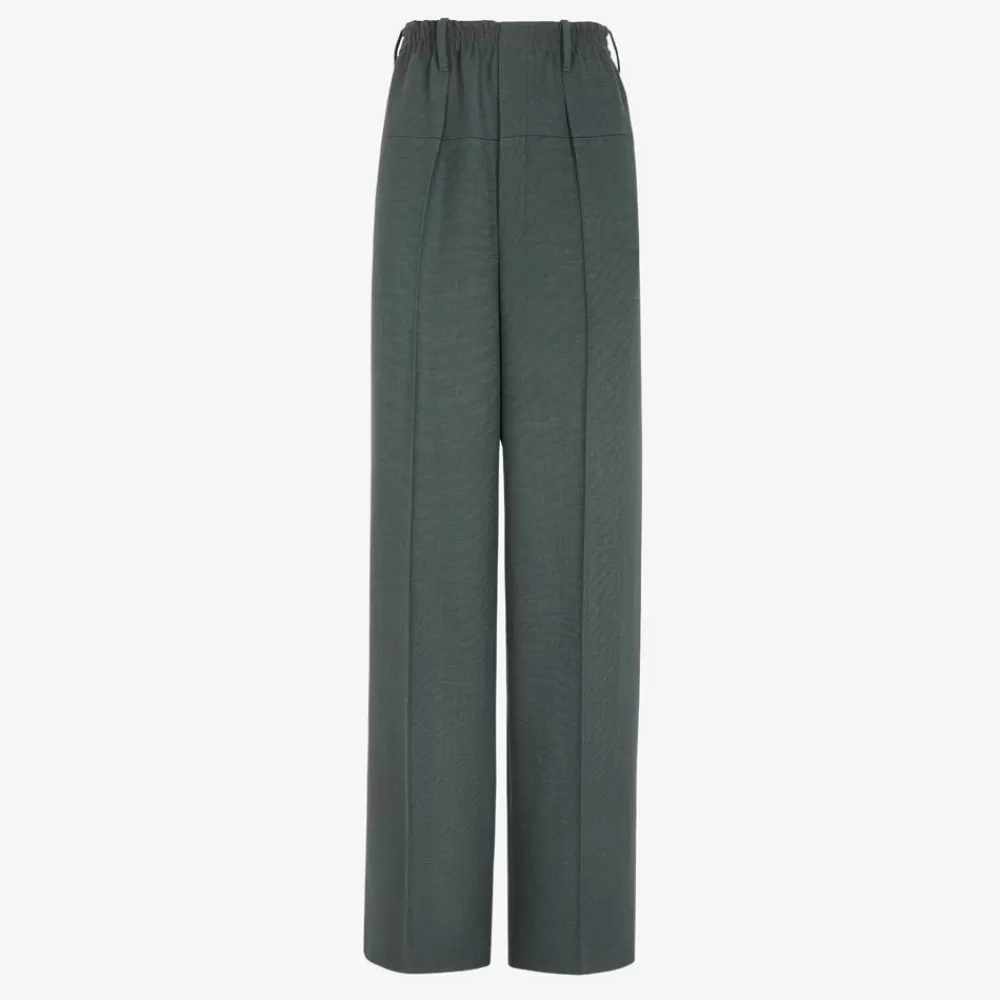 Completi>Fendi Pantalone In Lana Verde
