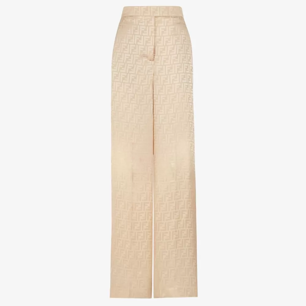 Completi>Fendi Pantalone In Seta Beige