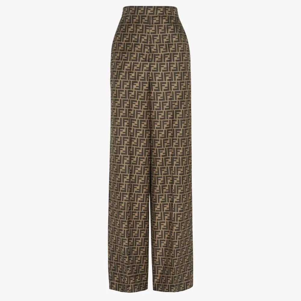 Completi>Fendi Pantalone In Seta Marrone