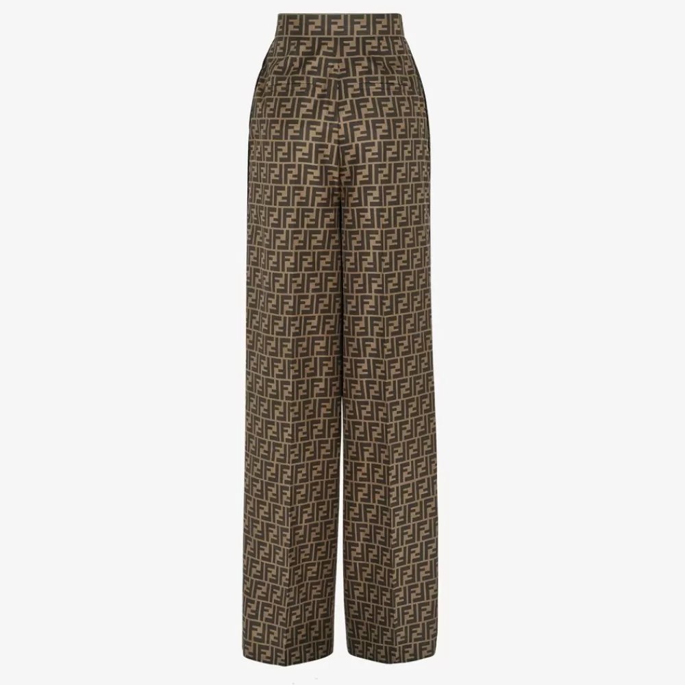 Completi>Fendi Pantalone In Seta Marrone
