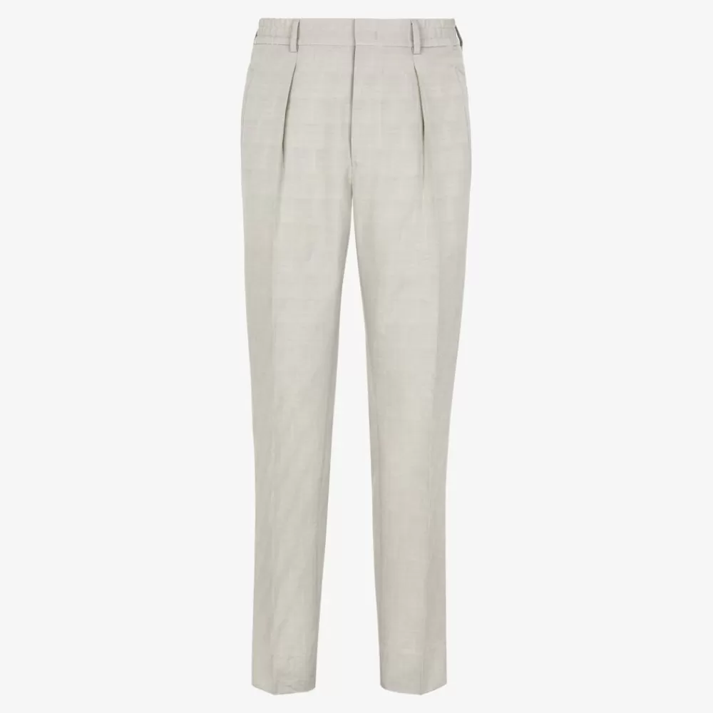 Denim E Pantaloni>Fendi Pantalone In Tessuto Jacquard Beige