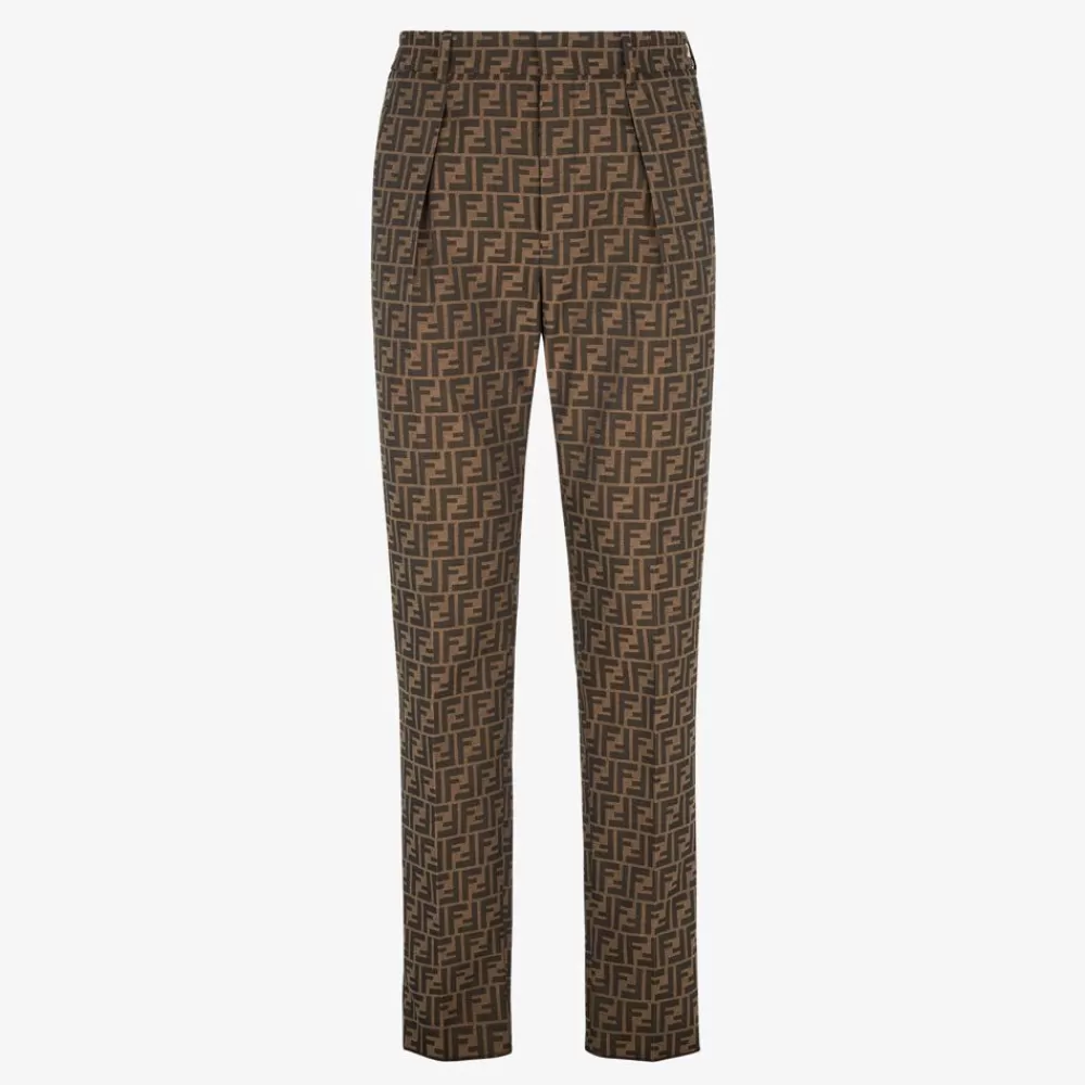 Giacche E Abiti>Fendi Pantalone In Tessuto Marrone