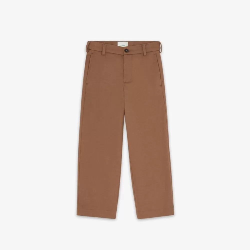 Abbigliamento>Fendi Pantalone Junior In Gabardina Marrone