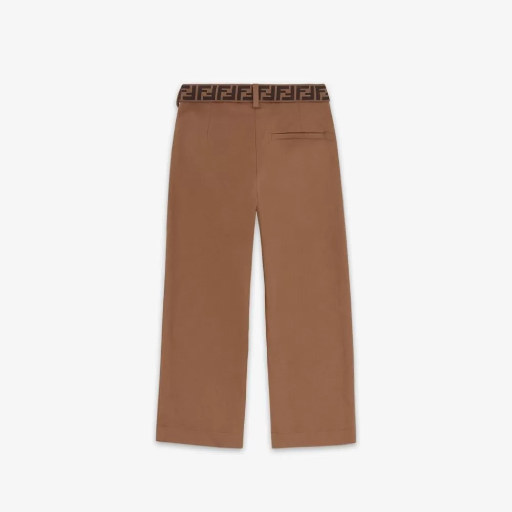 Abbigliamento>Fendi Pantalone Junior In Gabardina Marrone