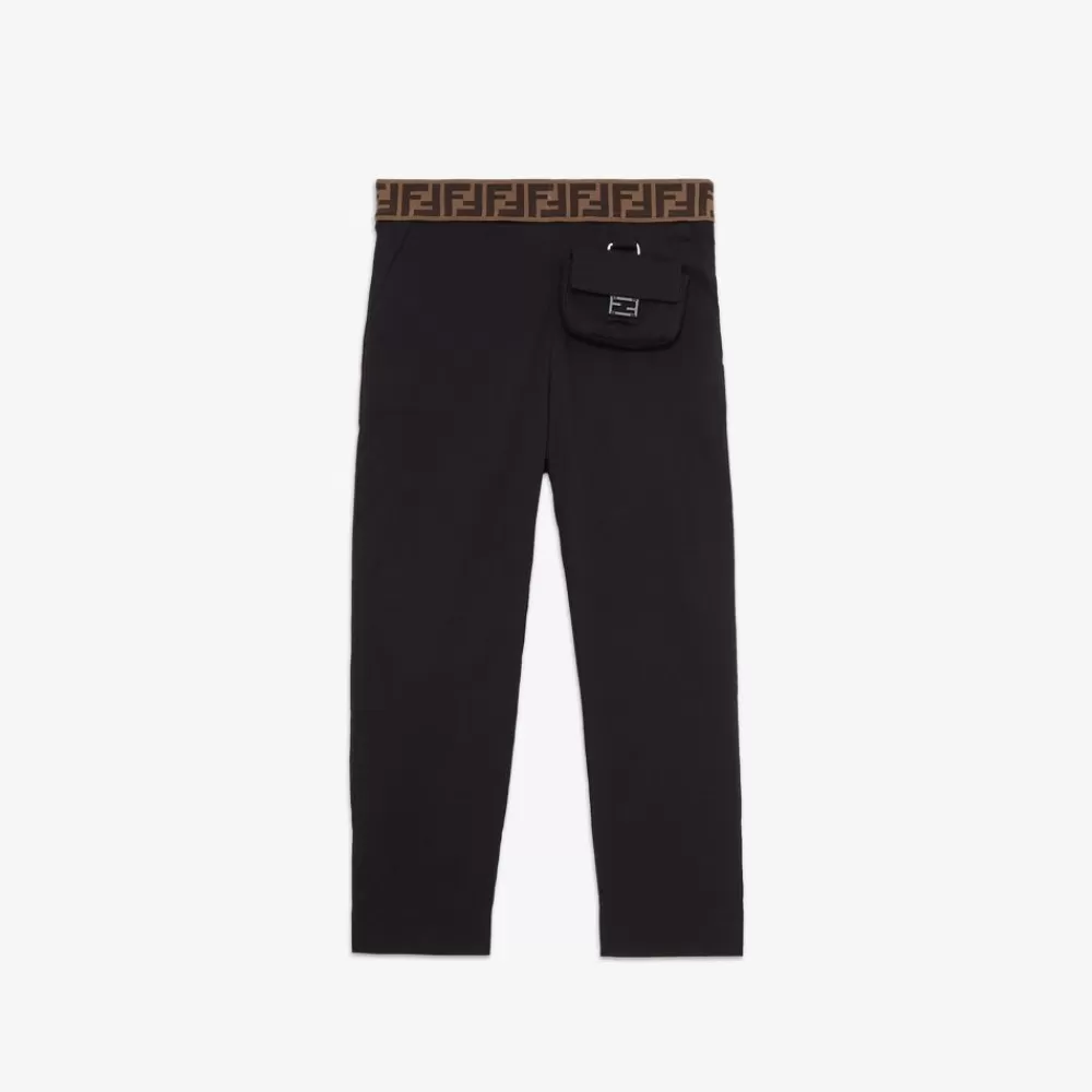 Abbigliamento>Fendi Pantalone Junior In Gabardina Stretch Nera