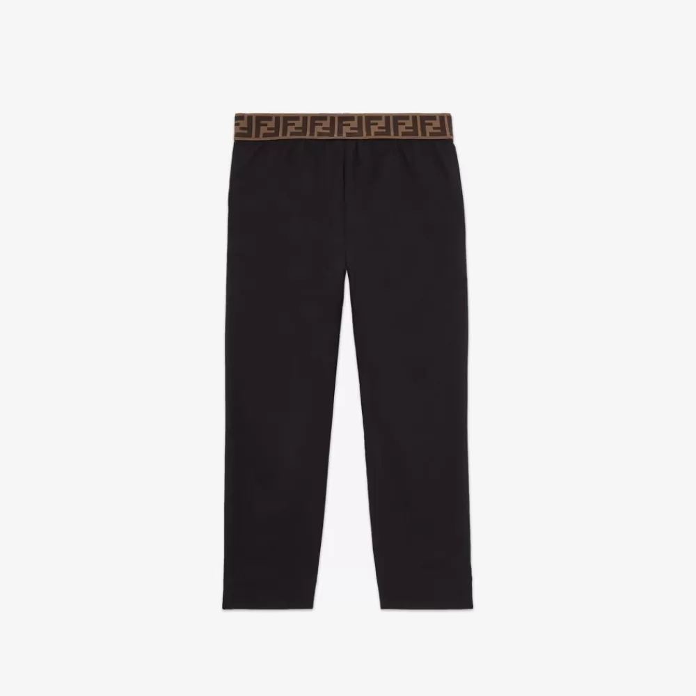 Abbigliamento>Fendi Pantalone Junior In Gabardina Stretch Nera
