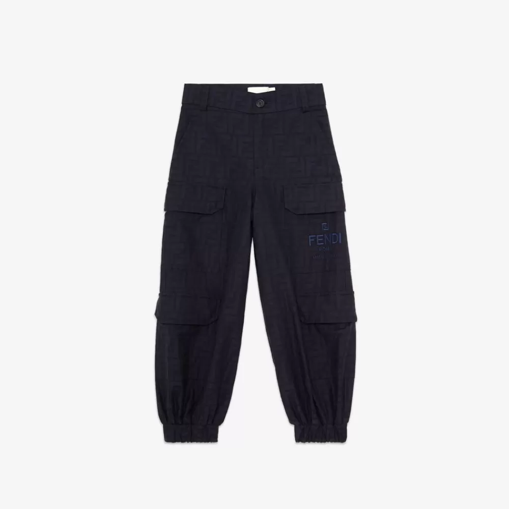 Abbigliamento>Fendi Pantalone Junior In Jacquard Leggero Blu Scuro