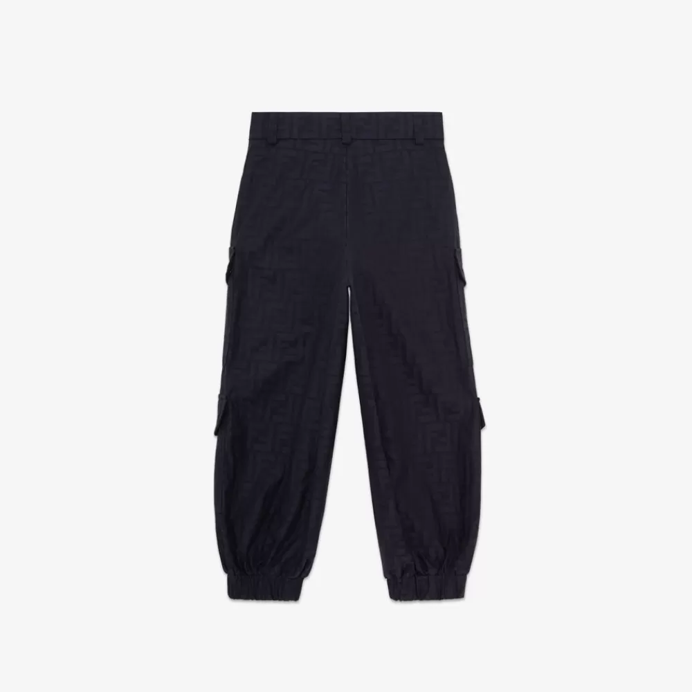 Abbigliamento>Fendi Pantalone Junior In Jacquard Leggero Blu Scuro