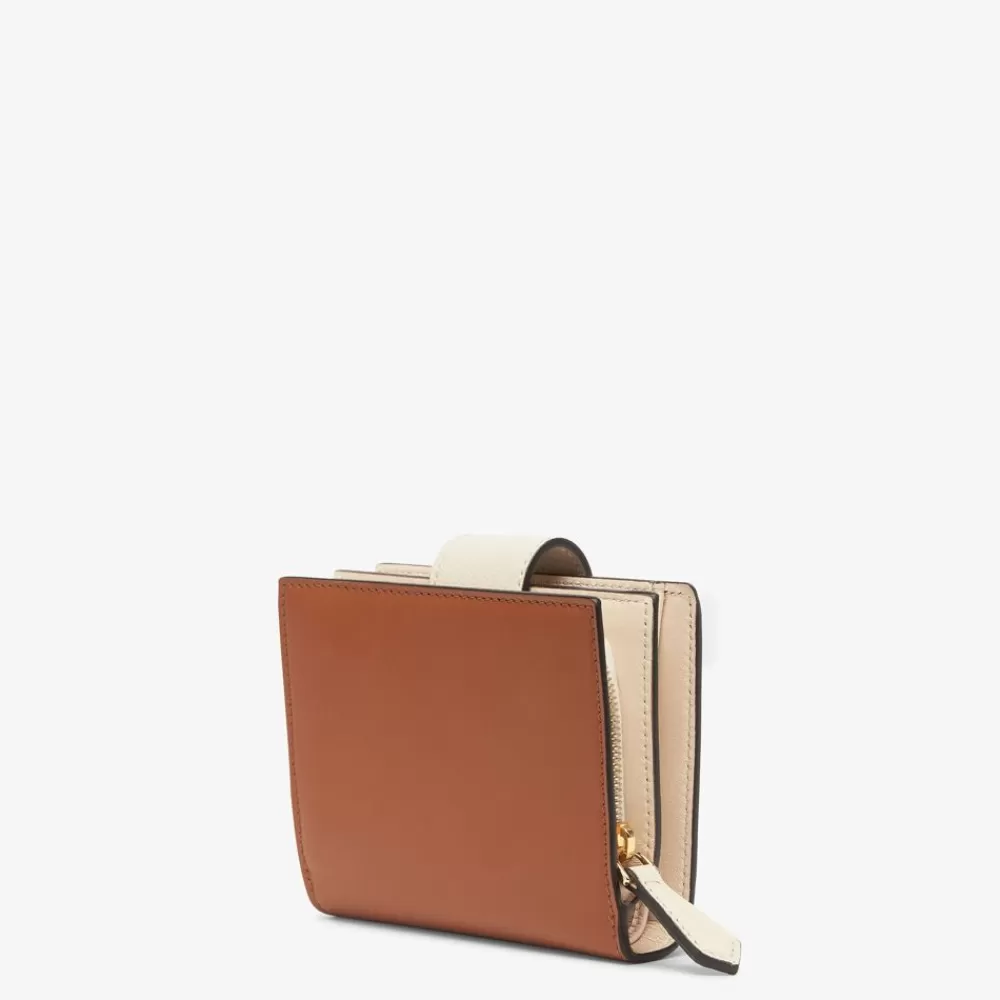 Portafogli>Fendi Portafoglio Compatto In Pelle Bicolor Marrone E Camelia