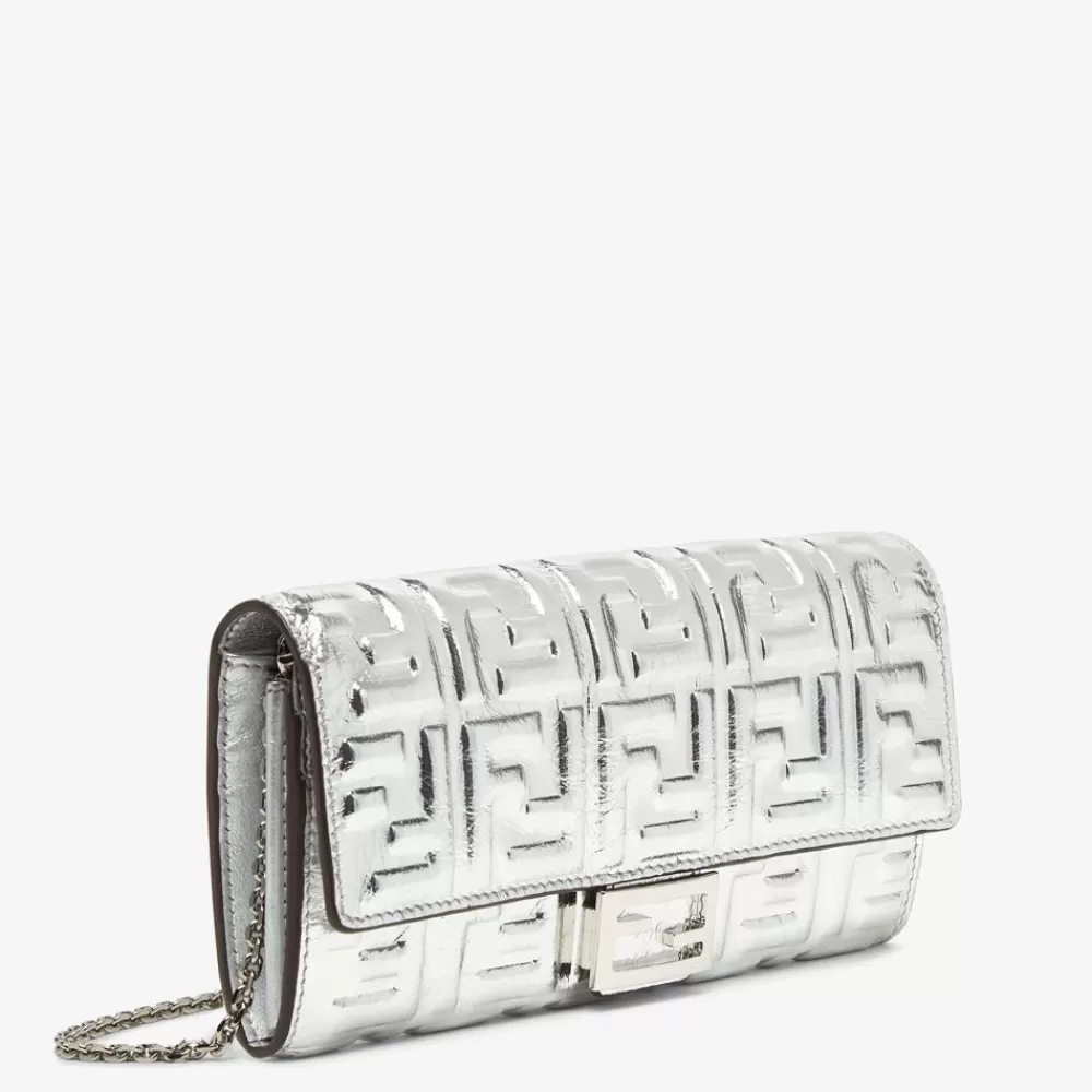 Portafogli Con Catena>Fendi Portafoglio In Pelle Color Argento