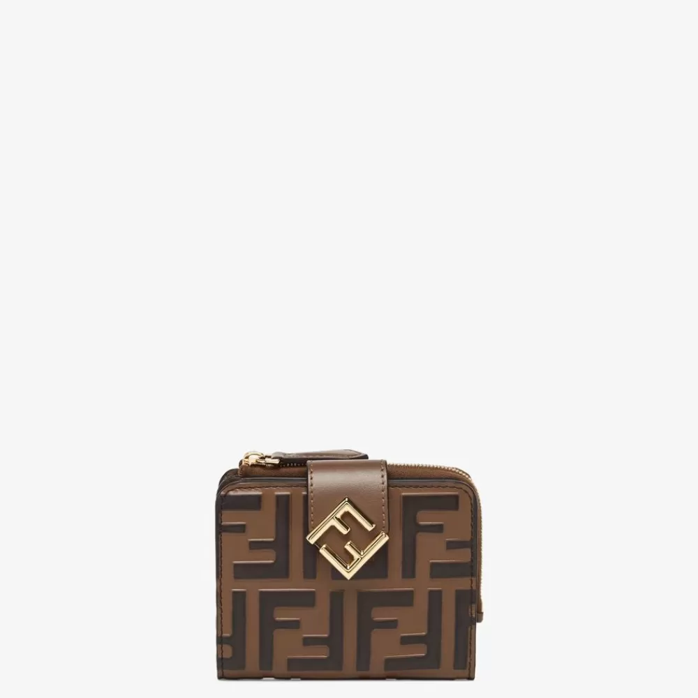 Portafogli Con Catena>Fendi Portafoglio In Pelle Ff Marrone E Nero