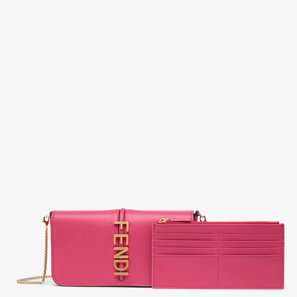 Portafogli Con Catena>Fendi Portafoglio In Pelle Fucsia