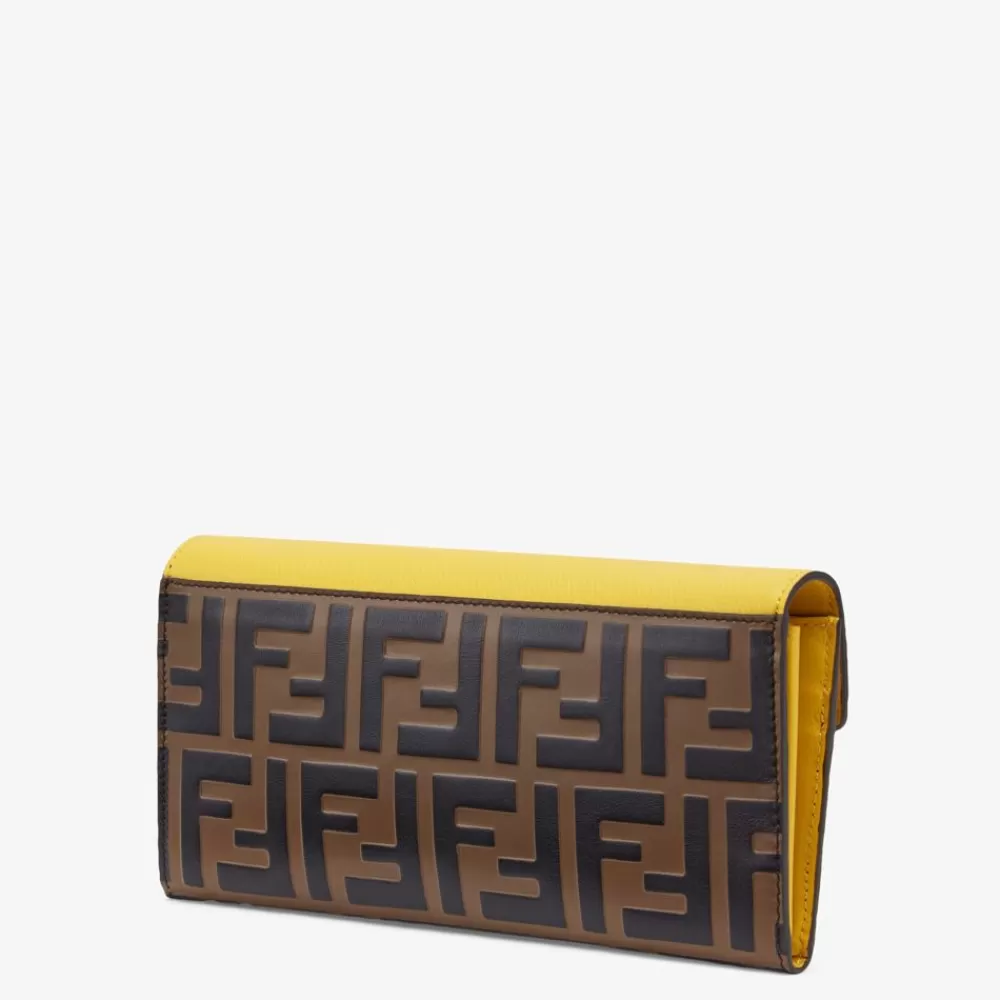 Portafogli Con Catena>Fendi Portafoglio In Pelle Gialla
