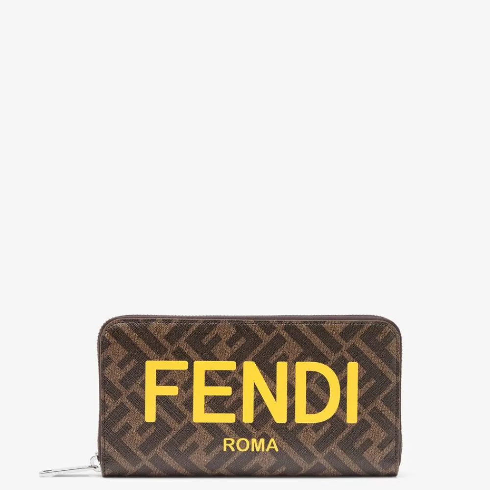 Portafogli Con Catena>Fendi Portafoglio In Tessuto Marrone