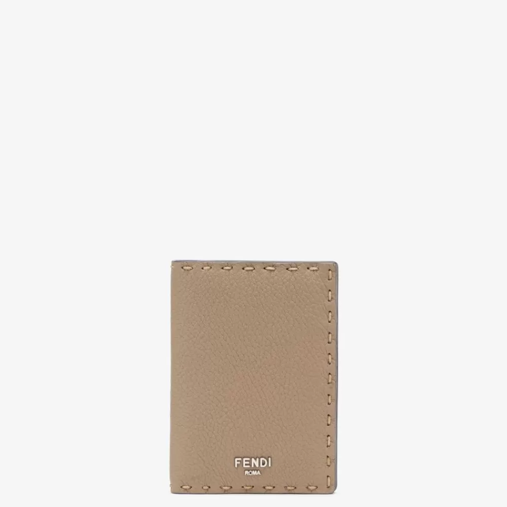 Portacarte>Fendi Portatessere In Pelle Beige