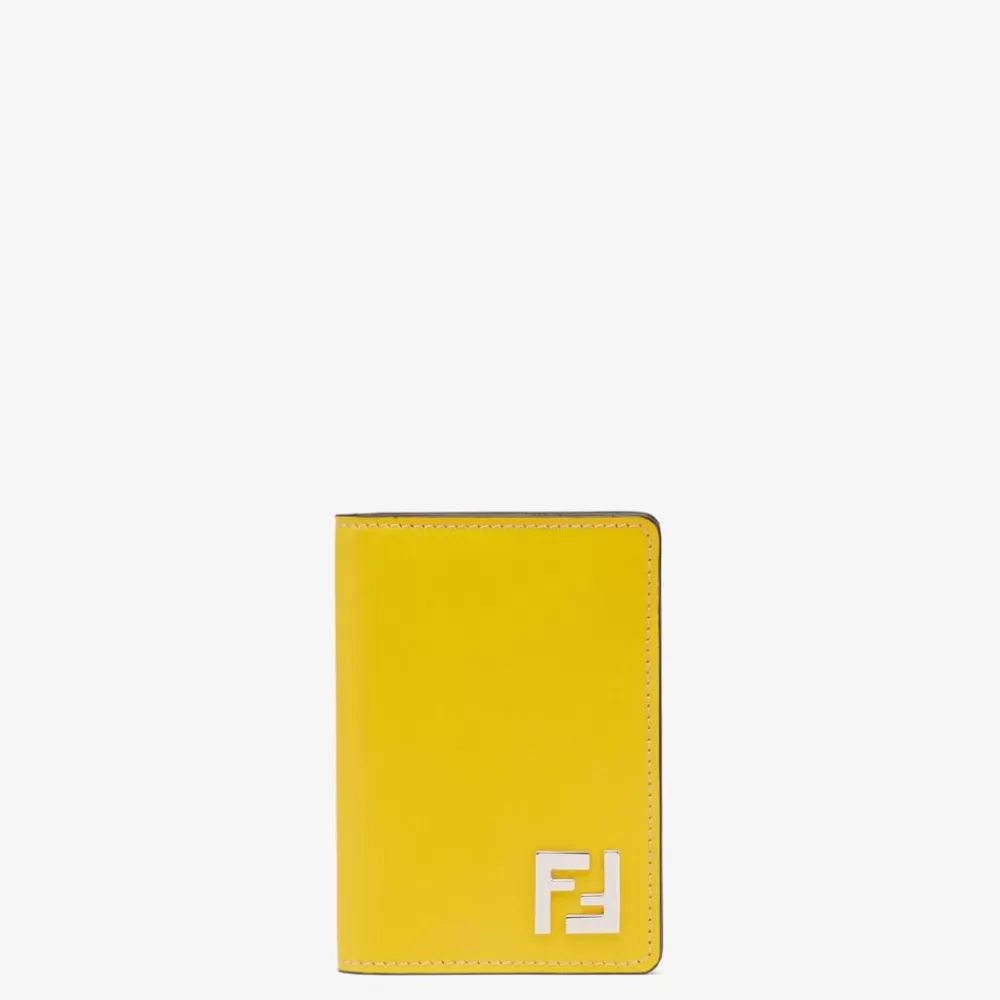 Portacarte>Fendi Portatessere In Pelle Gialla
