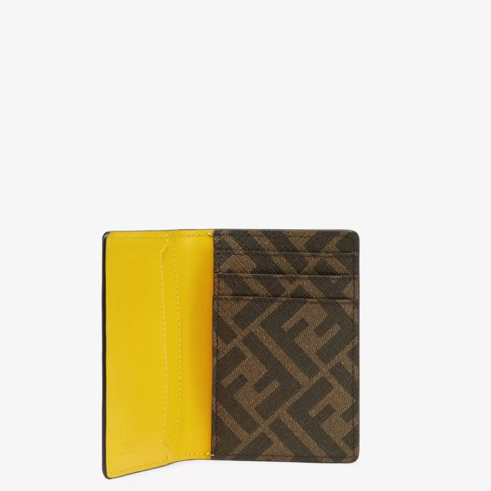 Portacarte>Fendi Portatessere In Pelle Gialla