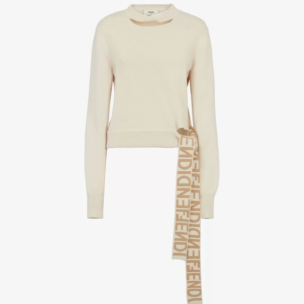 Maglieria>Fendi Pullover In Cashmere E Lana Beige