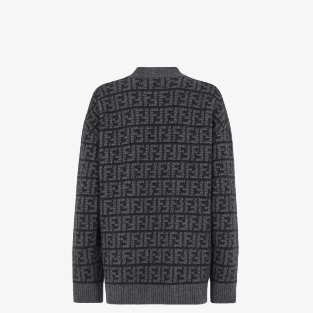 Completi>Fendi Pullover In Cashmere Ff Crochet Nero