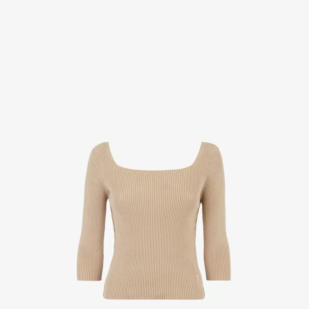 Maglieria>Fendi Pullover In Cotone Beige