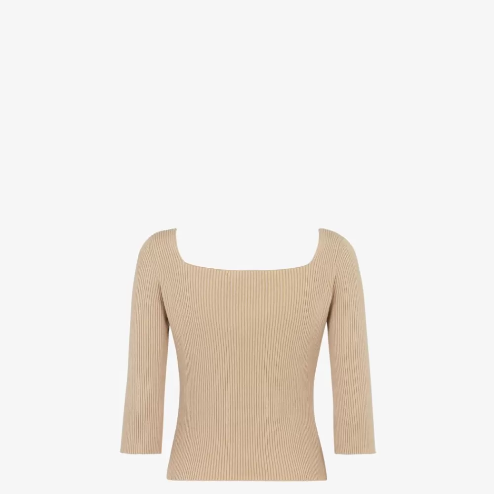 Maglieria>Fendi Pullover In Cotone Beige